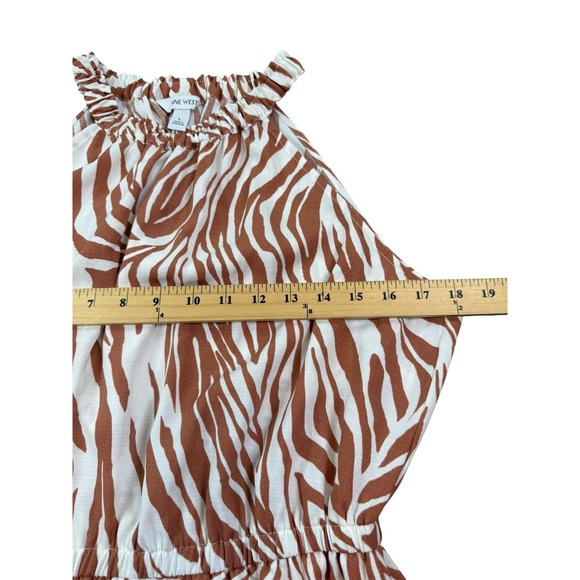Nine West Dress Womens Large Brown White Zebra Print Halter Sleeveless Lined - Picture 10 of 10